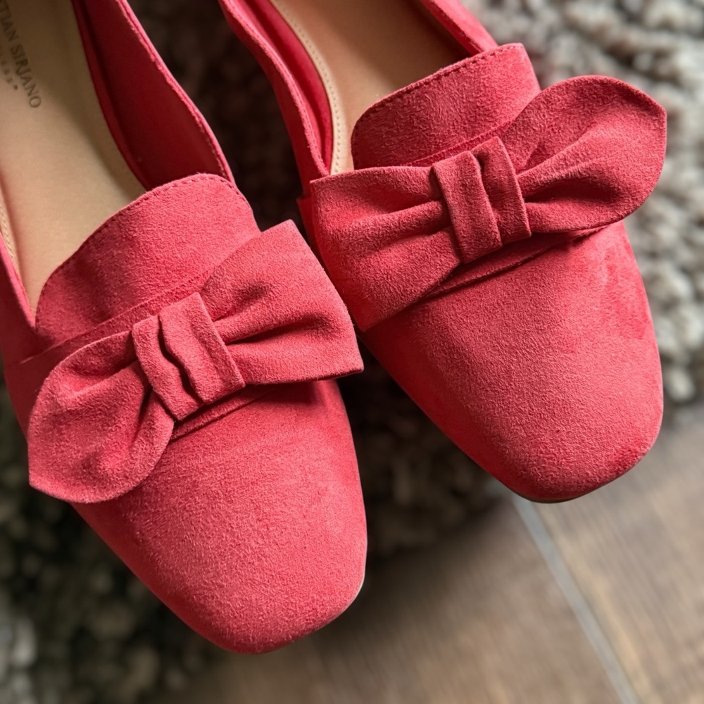CHRISTIAN SIRIANO Vibrant Red Loafers with Bow Size 13 Women - Picture 2 of 10